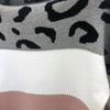 Striped Leopard Print Round Neck Pullover Sweaters Women Fashion Loose Vintage Knitted Sweater Woman Autumn Long Sleeve Casual Winter Clothing 25142
