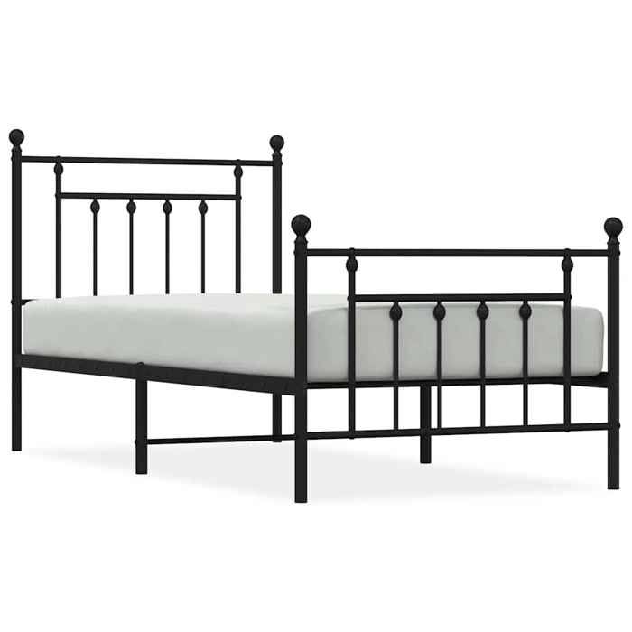 VidaXL Cadre de lit métal avec tête de lit-pied de lit noir 90x190 cm 353547