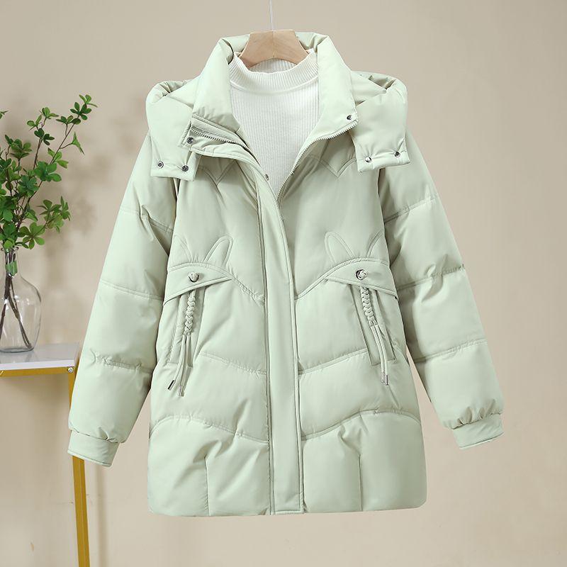 Popular New Coat down Cotton-Padded Coat for Women Winter Korean Style Loose Thickened Slimming Mid Length Long Length Cotton Coat Cotton Jacket