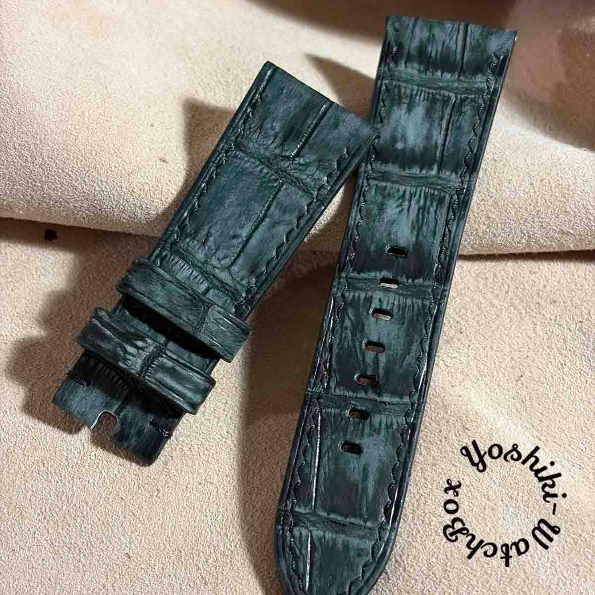 Used cro-2082 Nubuck crocodile watch strap black (lug width 26 mm - buckle width 22 mm)
