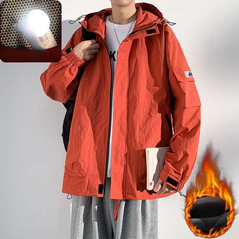 Hooded Jacket Men's Spring and Autumn Trendy Loose Handsome Casual Jacket Large Size Loose Youth Jacket Men's Jacket