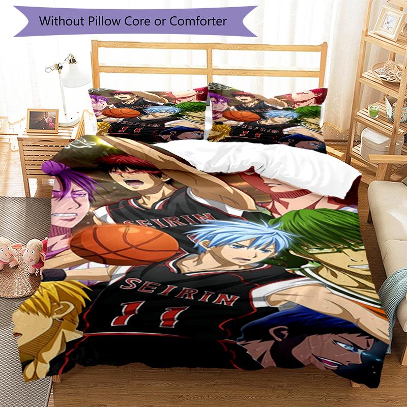 Set di biancheria da letto con 3 pezzi a tema Kuroko's Basketball2, set copripiumino include copripiumino e federe, perfetto per la decorazione della camera da letto in ogni stagione e come regalo