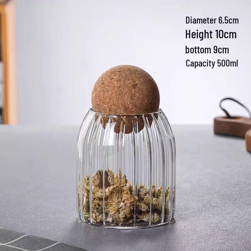 ZISIZ Striped Glass Storage Jars with Cork Lids (Set of 3)