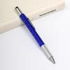 6 In 1 Multifunctional Metal Ballpoint Pen with Stylus Ruler Level Screwdriver for Woodworking Repair Jobs