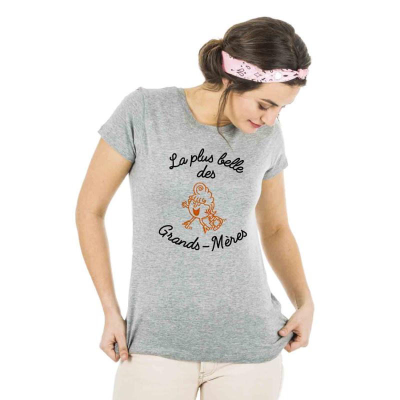 Camiseta Feminina - A AVÓ MAIS BONITA S cinza heather