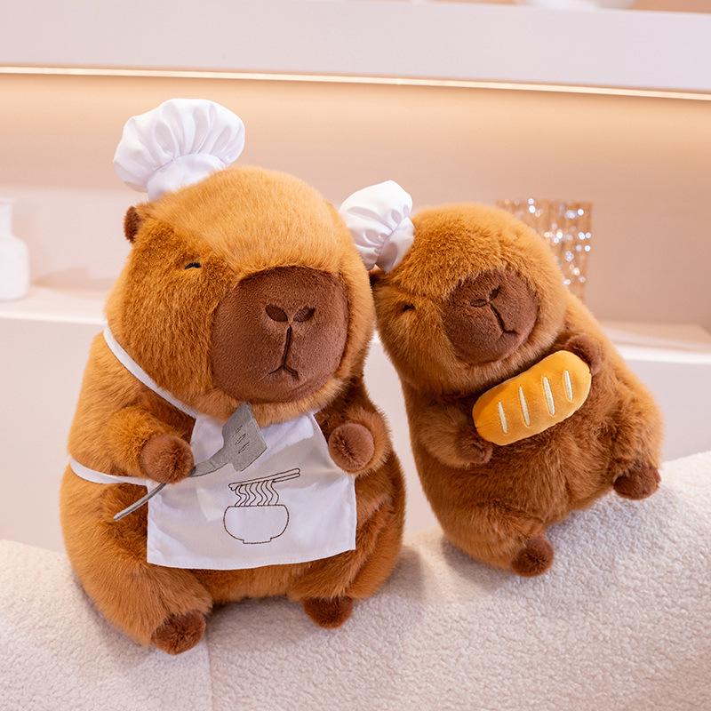Chef Capybara Plush Toy: Cute Baker Doll, Large Sleep Companion Pillow