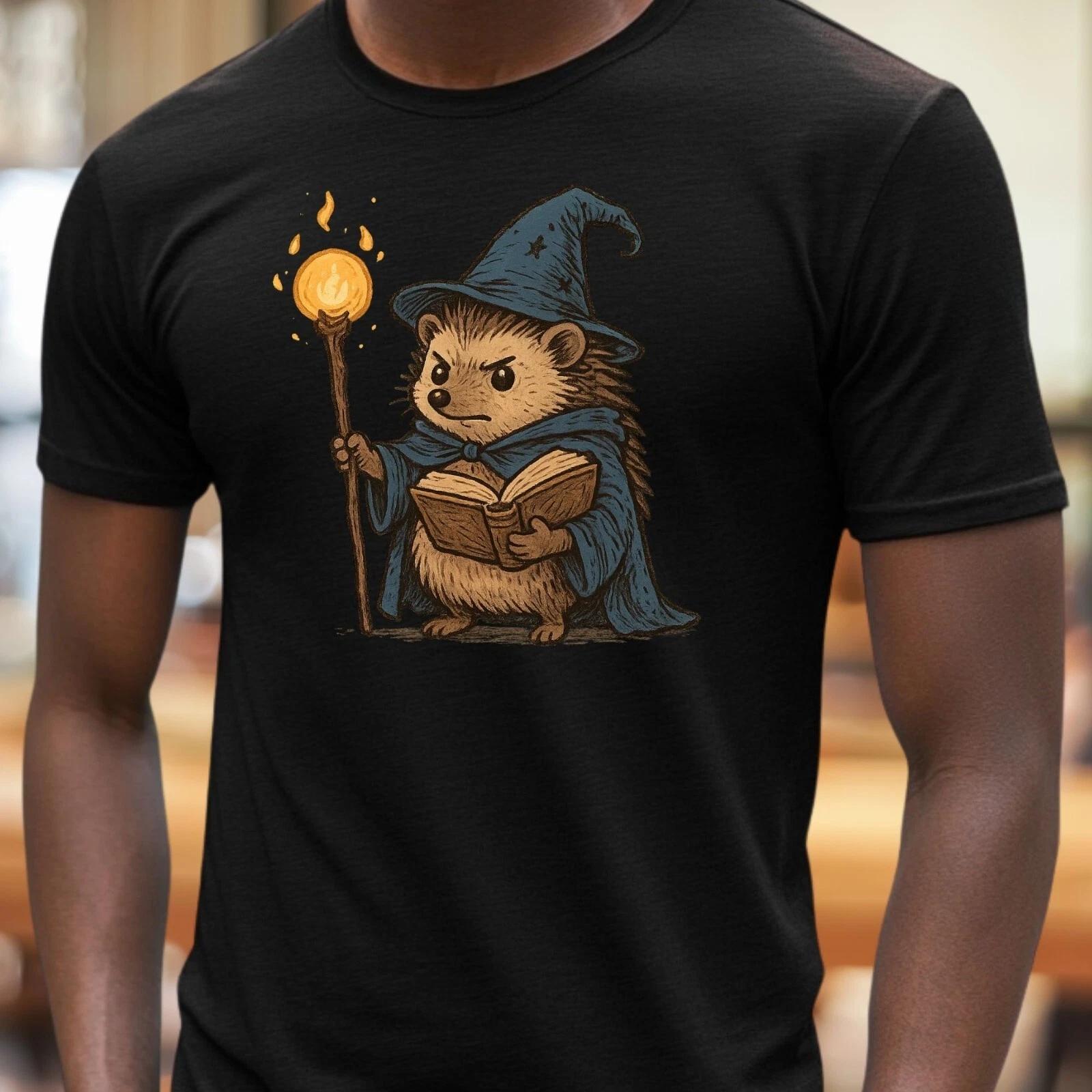 T-Shirt Herren Igel Zauberer Motiv Baumwolle Größe S bis 5XL XXXL