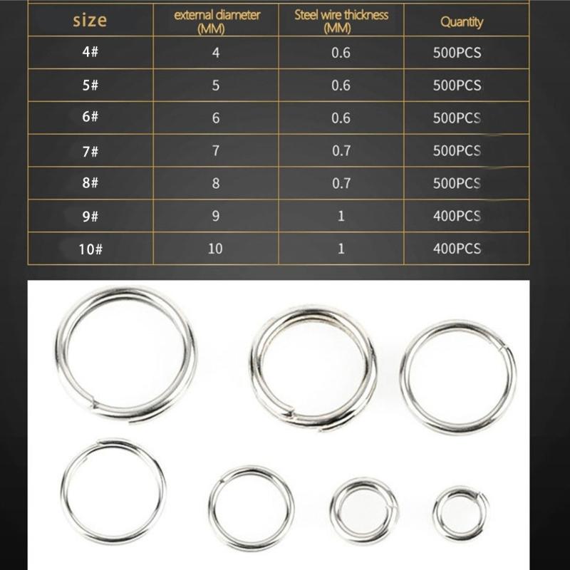 500Pcs Heavy Duty Fishing Split Rings Corrosions Resistant Lures Rings Fishing Lures Connector Fishing Accessories