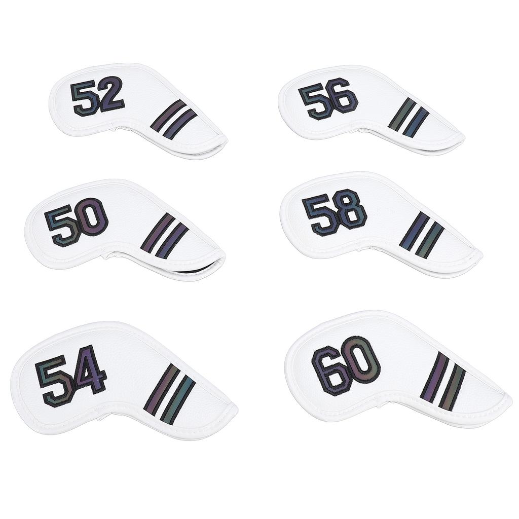 6PCS Golf Club Head Covers PU Leather Abrasion Resistant Clear Numbers Golf Iron Covers Set for