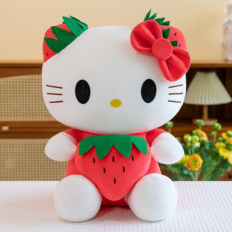 Adorable Strawberry Cat Plush Doll - Cute Gift for Girls