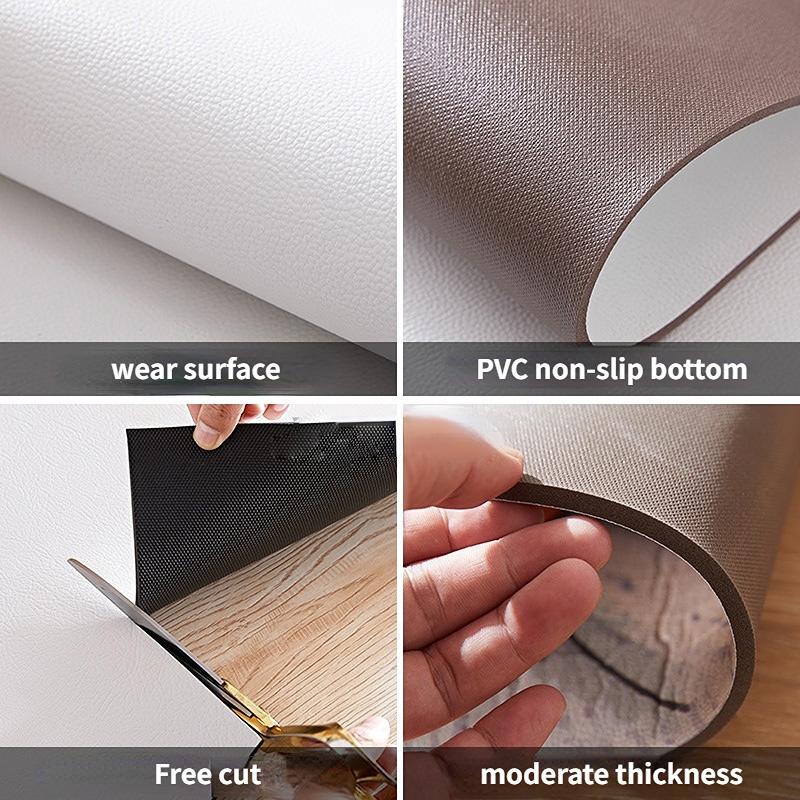 Retro Plaid Kitchen Floor Mat Oil-proof Waterproof PVC Leather Carpet Fashionable Home Decoration Free-cut Balcony Rugs Alfombra