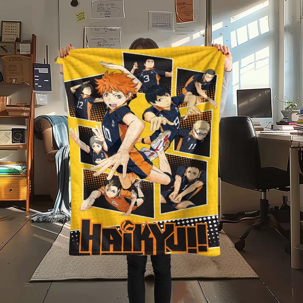 1 ks Haikyu!! Flanelová deka s anime potiskem, Vysoce kvalitní, Pohodlná pro všechna roční období, Domácí dekorace, Teplo a pohodlí, Perfektní pro vánoční dárky 53