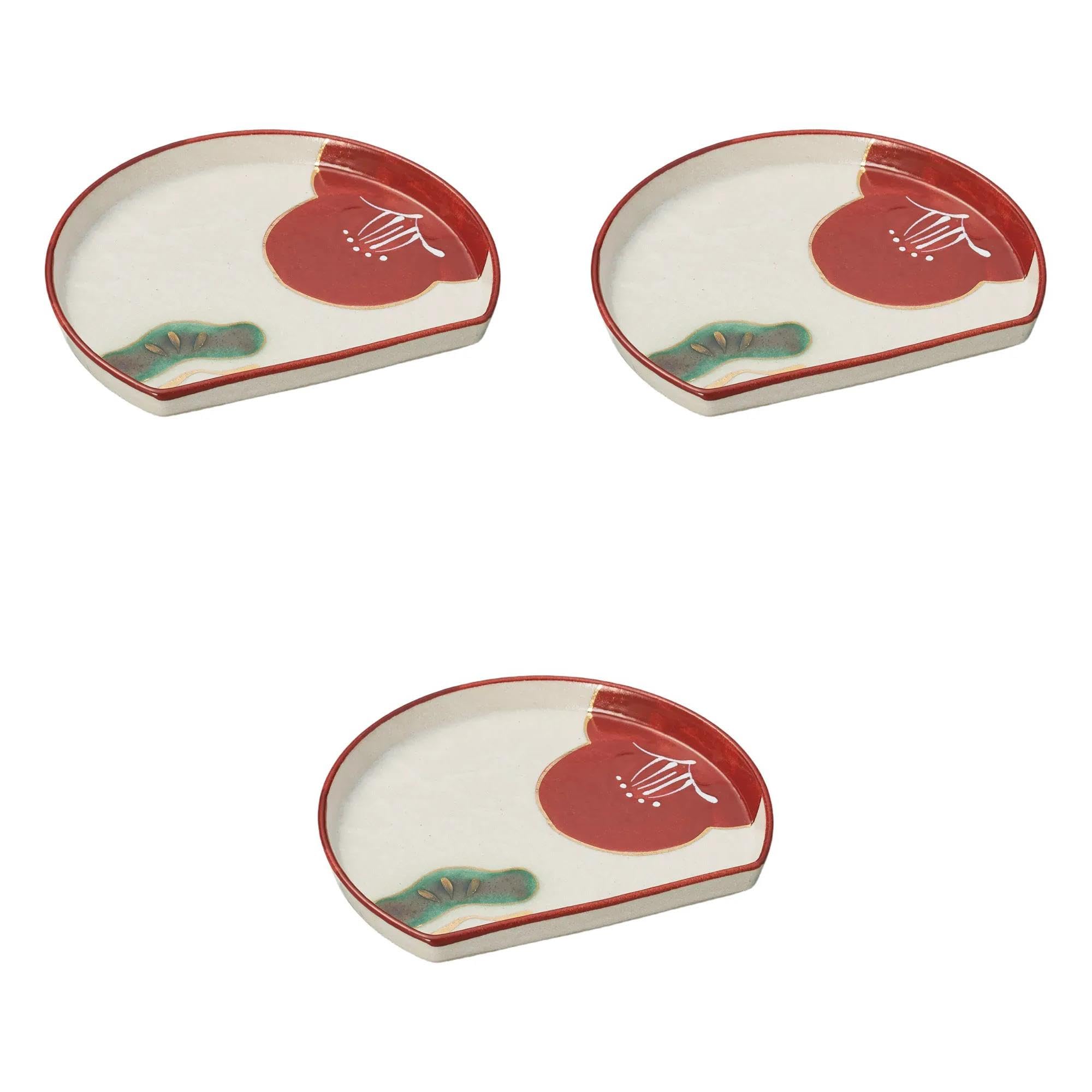 

Набор из 3 тарелок для гостеприимства x x 2 Средний ручной работы Setomonohonpo Золотая полумесяц [19.5 16.5 см] Чаша, Моющаяся,