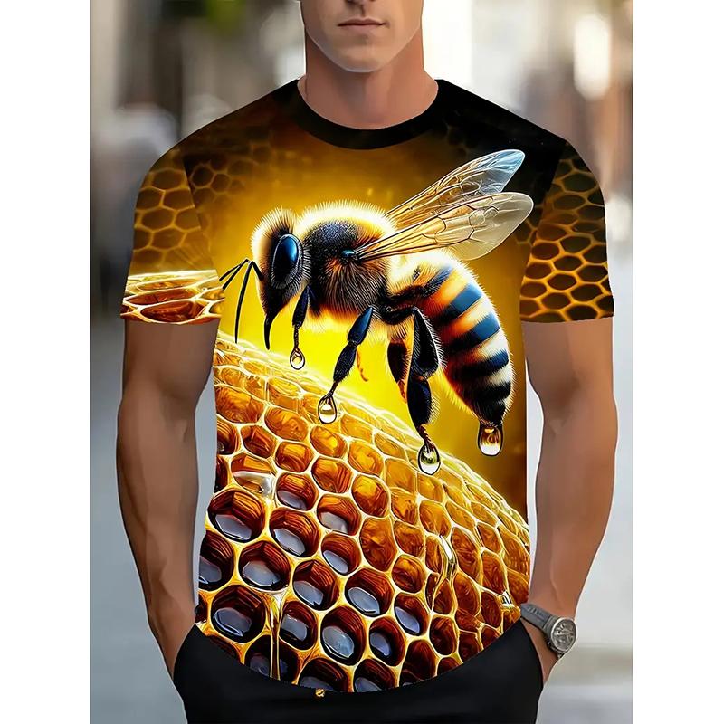 

BBQ Beer Outdoor Camping Theme T-shirt For Men Funny Personality Short Sleeve Loose XXS