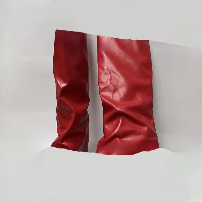 Fashion New Pointed Toe Sloping Pleated Lazy Knee High Boots Women's European American Fashion Black Beige Skirt and Boots Size 35-43