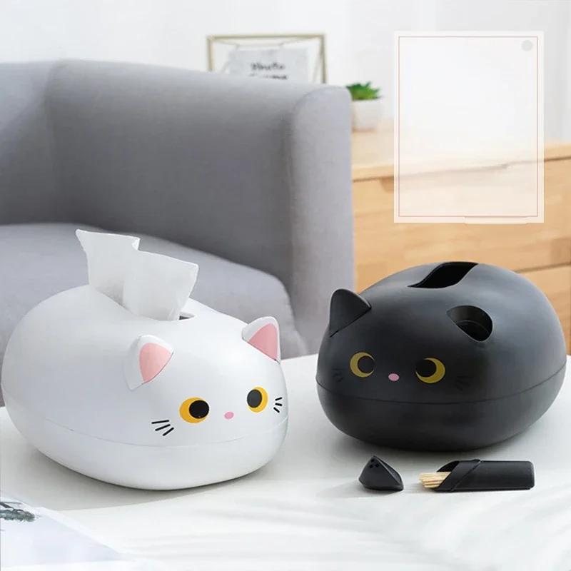 Kawaii Cat Tissue Box Kitchen Napkin Storage Box Wc Paper Container Desktop Toilet Paper Holder Nordic Style Home Decoration