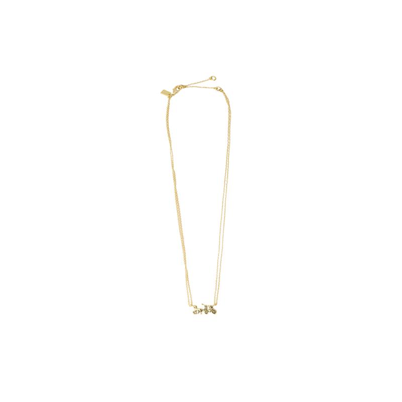 COACH Carriage Logo Decoration Niche Design Brass Necklace Women s Gold