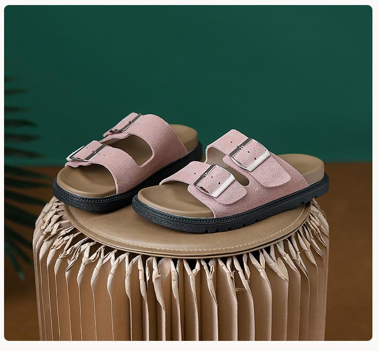 Thick-soled cool slippers women's shoes summer wear 2025 new popular Boken foreign trade stepping on shit feeling beach one-word drag