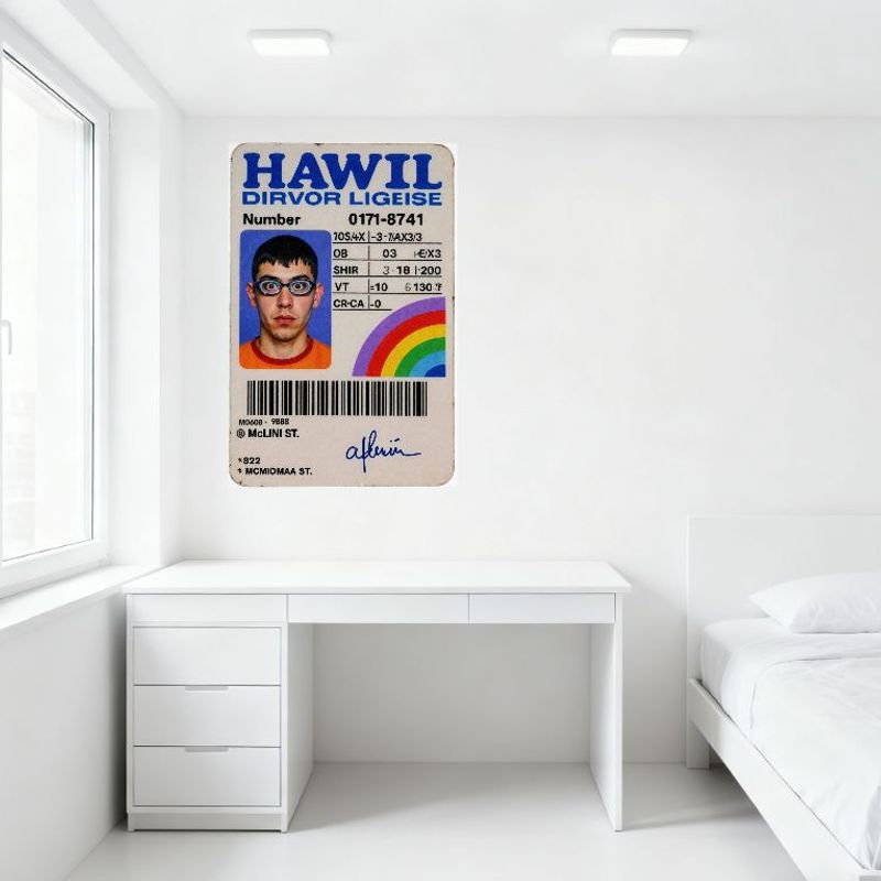 McLINI ST. ID Card Style Vintage Metal Tin Sign with Rainbow & Person Photo, 70S/4X | -3-7/AX3/3 Retro Art for Home Bar Club Caf