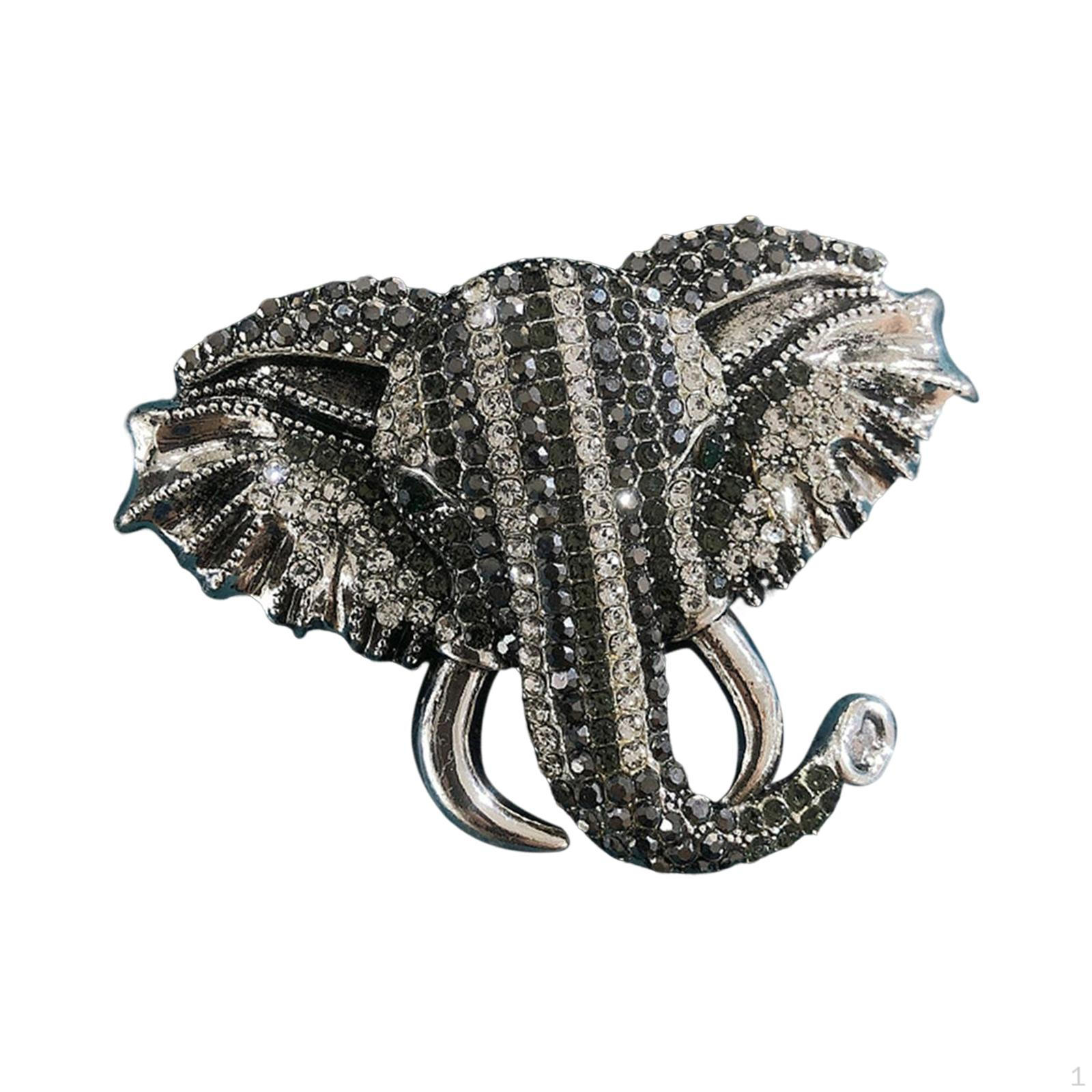 Retro Elephant Brooch Pin Rhinestone Jewelry Fashion Suit Corsage Gifts Grey