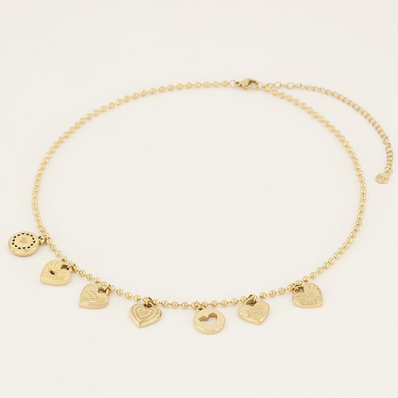 Collana a Catena con Ciondolo a Forma di Cuore in Acciaio Inossidabile, Fascino Geometrico, Resistente all'Acqua, Chic, Popolare, Gioiello Romantico, Regalo