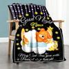 Goodnight Bear Personalized Text Blanket Lightweight Customizable Blanket Ultra-Soft Versatile for Bed Bedding Living Room Chair Four Seasons Universa