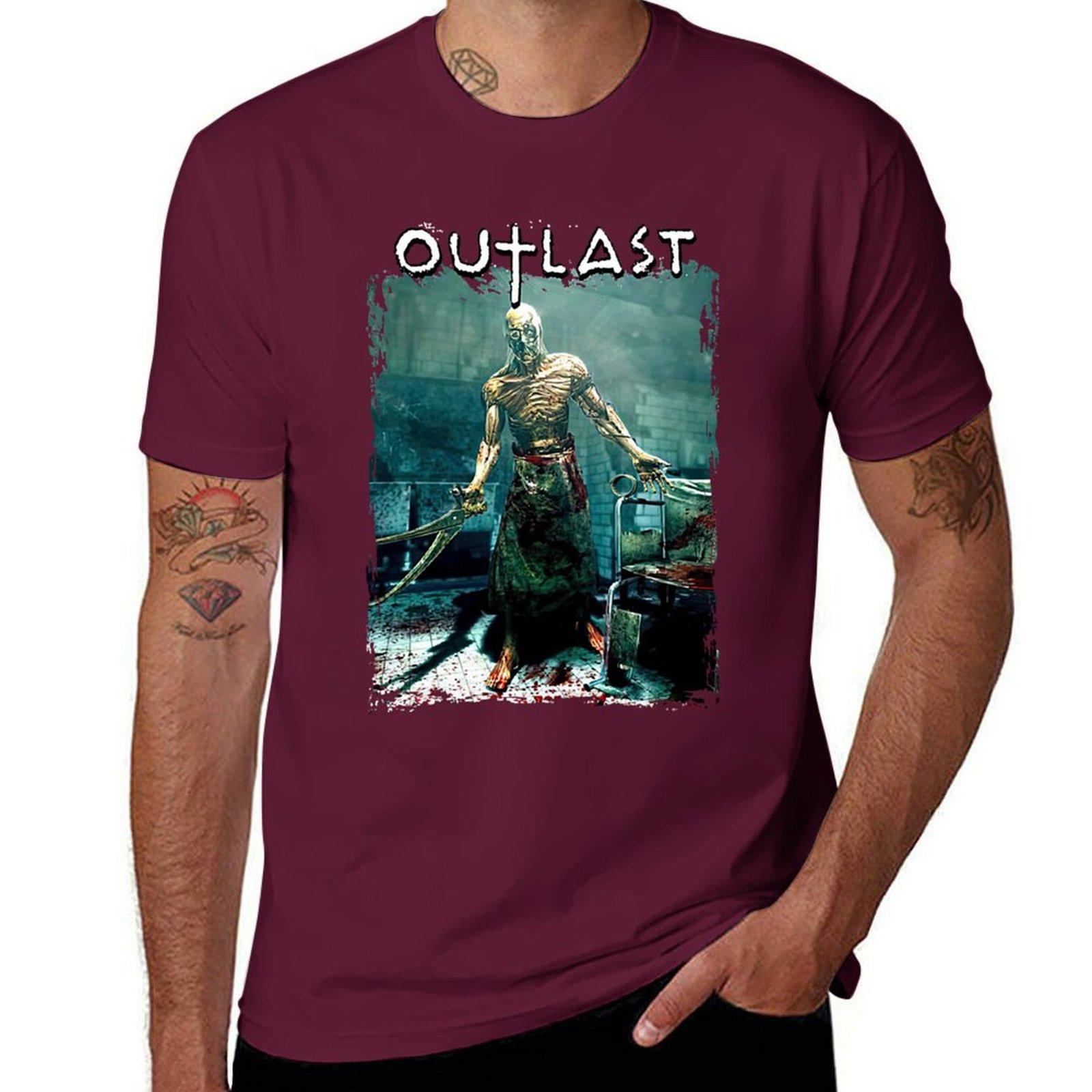 

Outlast T-Shirt for a boy customs design your own graphics korean fashion mens plain t shirts S