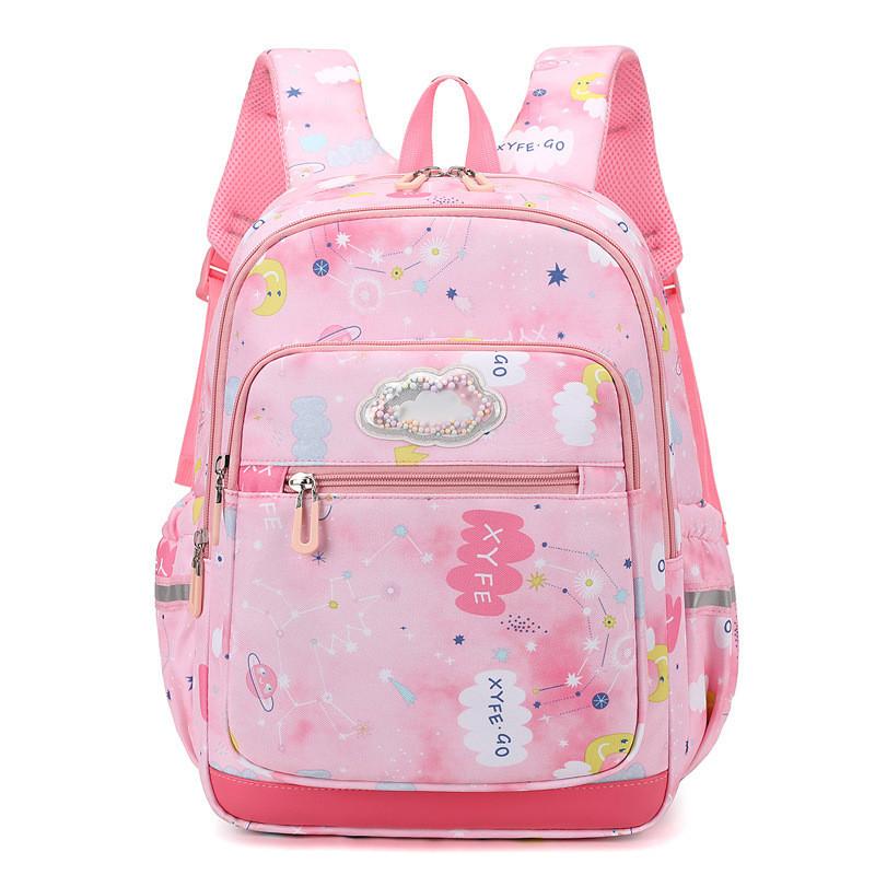 Adorable Cartoon Nylon School Backpack For Kids Grades 1-3 Lightweight Design