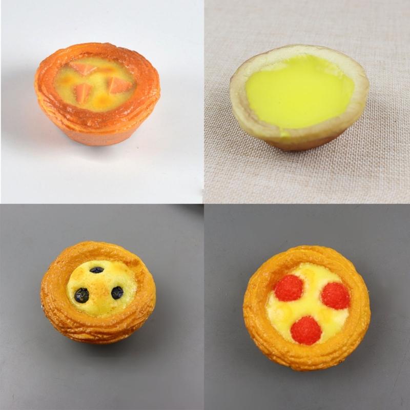Set of 6 Realistic Simulated Eggs Tarts Model Fake Food Shaped Kitchen Toy Photography Props Wedding Party Decoration
