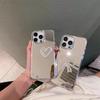 Mirror Phone Case for Apple 17 Promax Rhinestone Love Bow for IPhone 14 Cosmetic Mirror 13