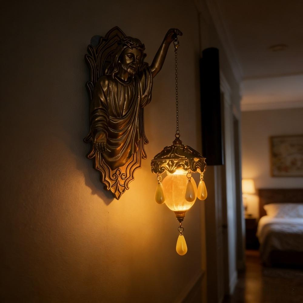 Mermaid Wall Lamp Resin Creative Bedroom Lamp Window Decoration Door Decoration Halloween Home Ocean Style Ornament