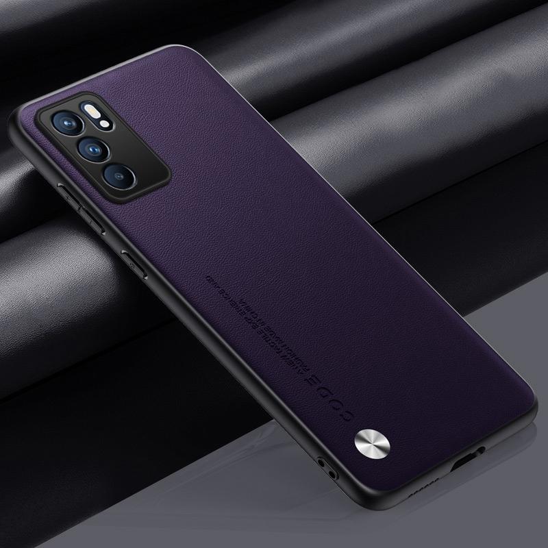 Luxury PU Leather Case For OPPO Reno 6 5G Back Cover Matte Silicone Shockproof Full Protection Phone Case For OPPO Reno6 5G