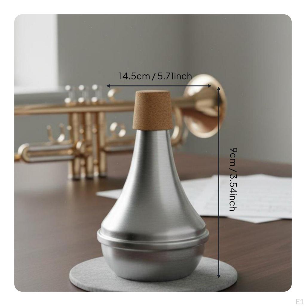 Aluminum Trumpet Mute Cork Protector Practice Lightweight Sound Dampener for Students,
