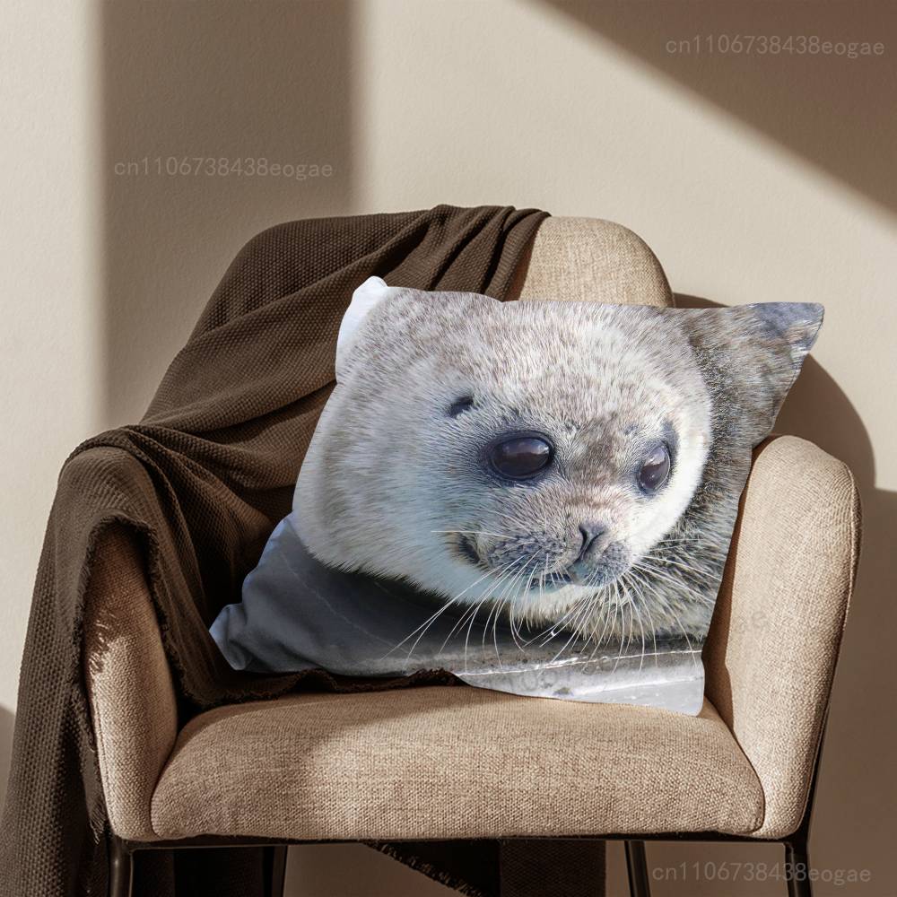 

Cute Funny Seal Sea Pillow Case Living Room Sofa Cushion Cover Suitable For Home Bedroom Decoration And Protector 30cmx30cm