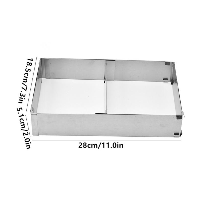 Adjustable Mousse Ring DIY Cake Decorating Mould Square Cake Mold Stainless Steel Bakeware Dessert Baking Tool Outdoor Tableware