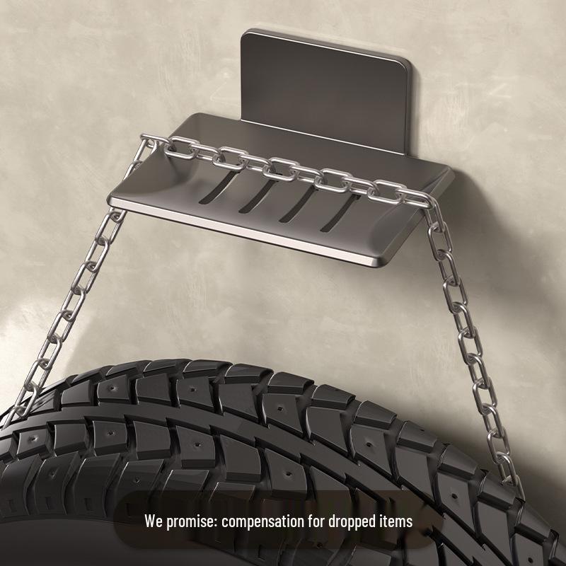 Gun Gray Wall-Mounted Soap Dish: Space-Saving, Drain-Ready, Punch-Free Aluminum Storage Rack for Bathroom