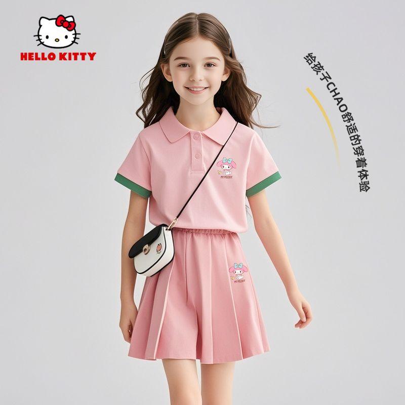 

Hellokitty Girls Sports Suit, Summer Style, Big Kids Short-Sleeved Skirt Pants, Fashionable Kidsren s Summer Two-Piece Set [Polo Shirt + Culottes] Ti Ban K_Ti Ban K Fans 110