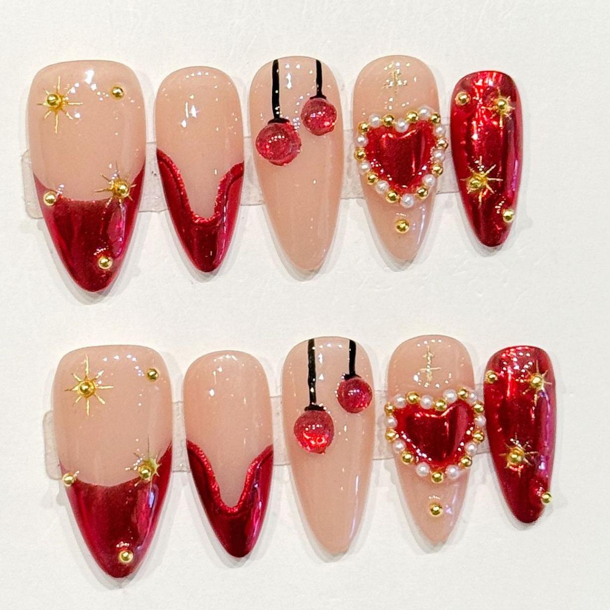 10pcs Hand Painted Gel Press Nails Beautiful Luxury Customized Design Handmade Press on Nails L
