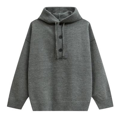 2025 Autumn Man Vintage Hooded Cardigan Men Fashion Sweatshirt Oversized Loose Knitted Sweater Male Casual Buttons Jackets