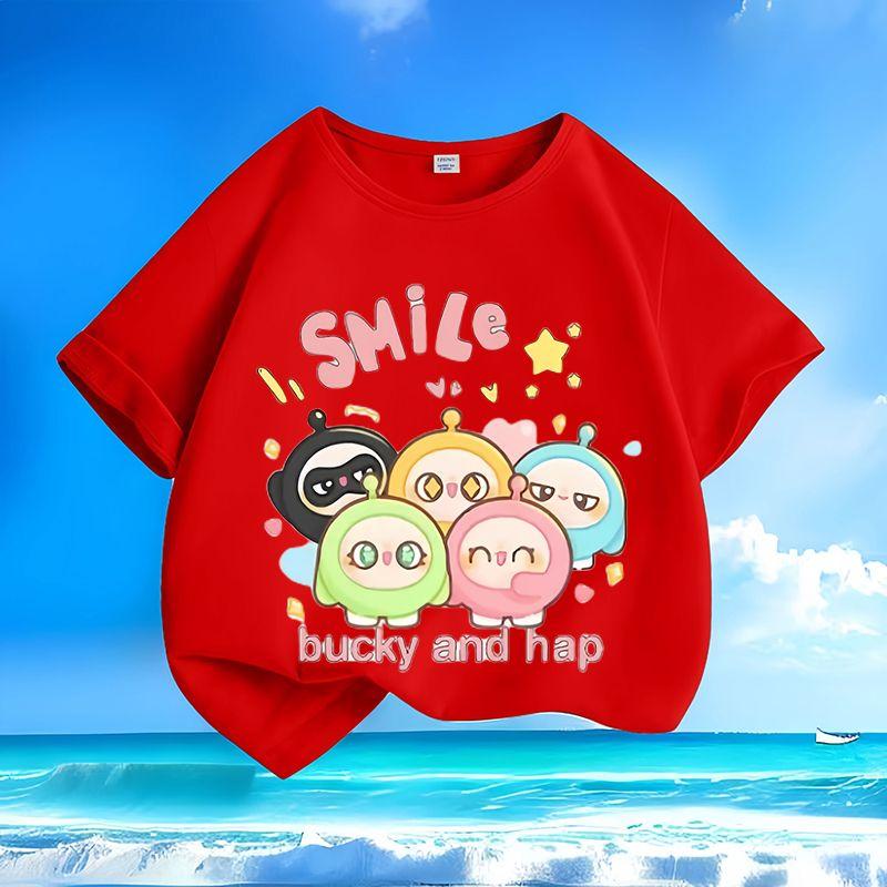 Children's Fashionable and Cute Cartoon T-shirts, Loose Round-neck Tops for Boys and Girls In Summer
