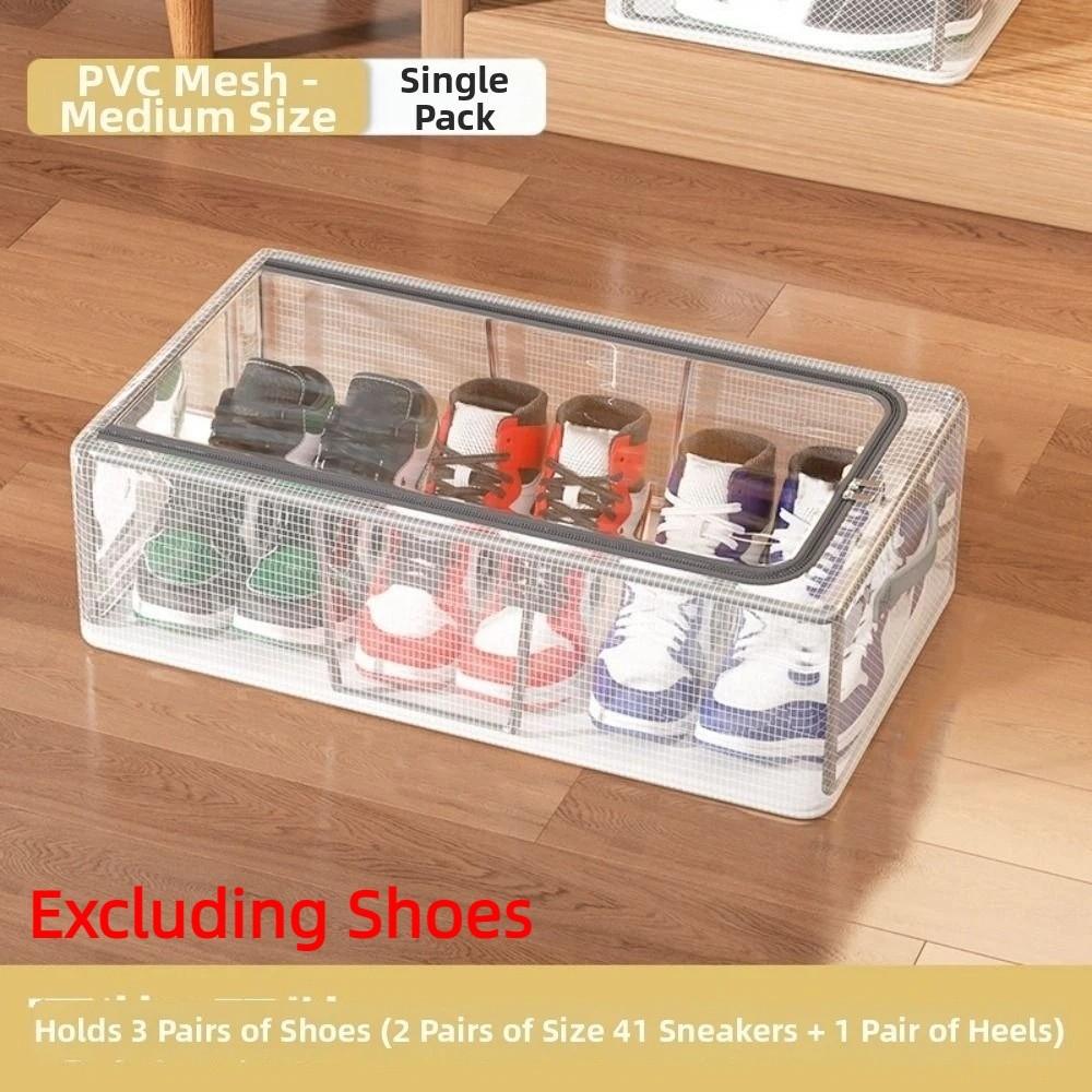 Folding Shoe Storage Box Stackable Under Bed Shoe Organizer Transparent Shoe Box  Household 40x30x15cm