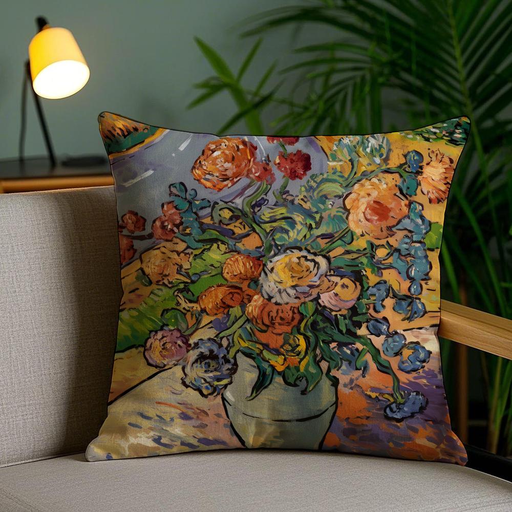 Van Gogh Olejomalby Povlak na polštář Měkký krátký plyš Oboustranný tisk Domácí dekorace Lze prát v pračce Povlak na polštář Dárek