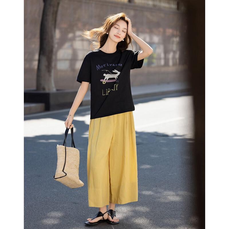 Demana Damen lockeres Baumwoll-T-Shirt mit Hasendruck