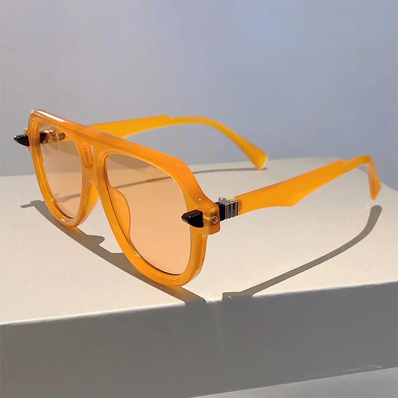 Popular Vintage Brand Designer Double Bridge Pilot Sunglasses Women For Men Sun Glasses Punk Luxury Big Frame Shades UV400