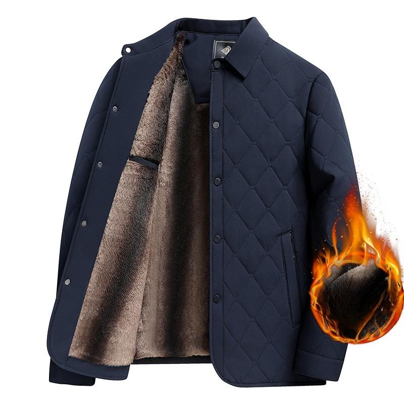 Men's Winter Warm Quilted Bomber Jackets Casual Lightweight Windproof Coat With Pockets Fleece Lined Work Jacket for Men Thick Thermal Cargo Jacket