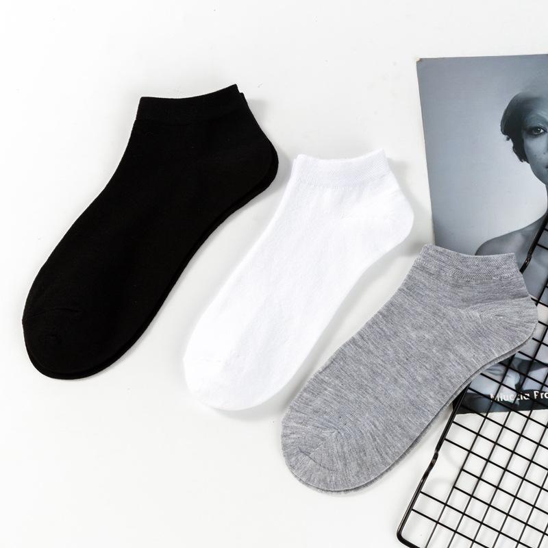 10 Paia di Calzini da Uomo, Calzini Corti, Calzini da Barca da Uomo per Primavera ed Estate, Calzini Sportivi in Cotone Traspiranti Monocolore, Calzini da Uomo Sottili Bianchi e Neri