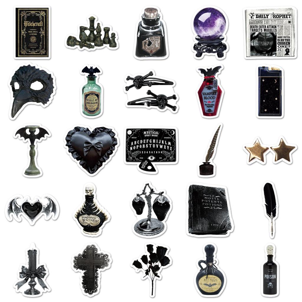 50 Gothic Dark Witch Stickers: Personalized, Creative, Waterproof Decorative Stickers for Journaling and Phone Cases