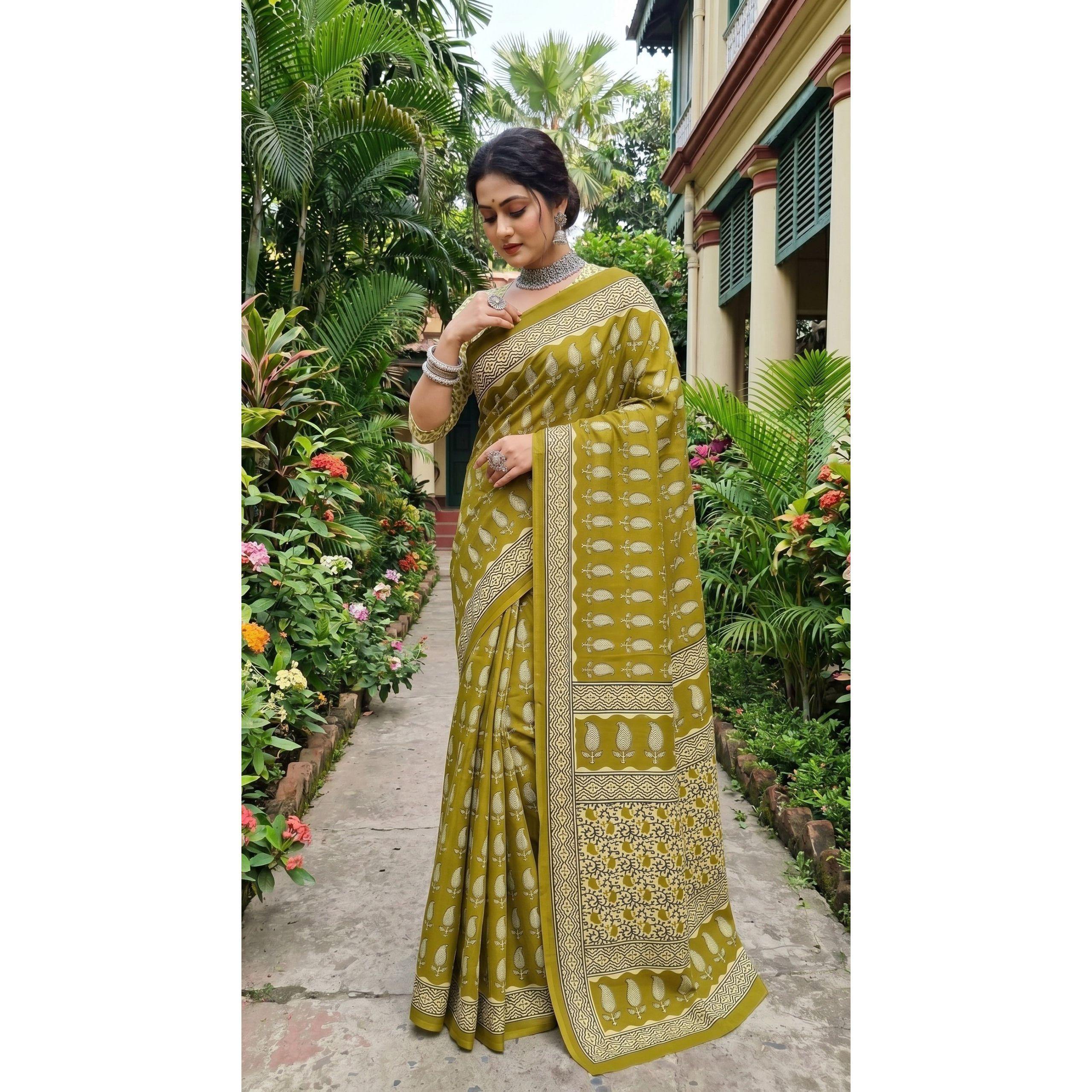 New Launch Beautiful Bagru Printed Saree Collection