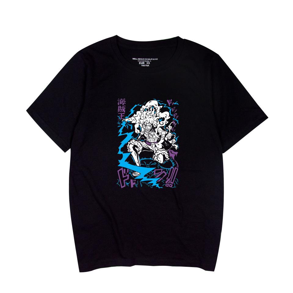 

NEW Arrival Women/Men s Casual ONE PIECE Anime Printed Short Sleeve T-shirt Funny Tee Shirts Hipster O-neck Cool Tops XS чёрный