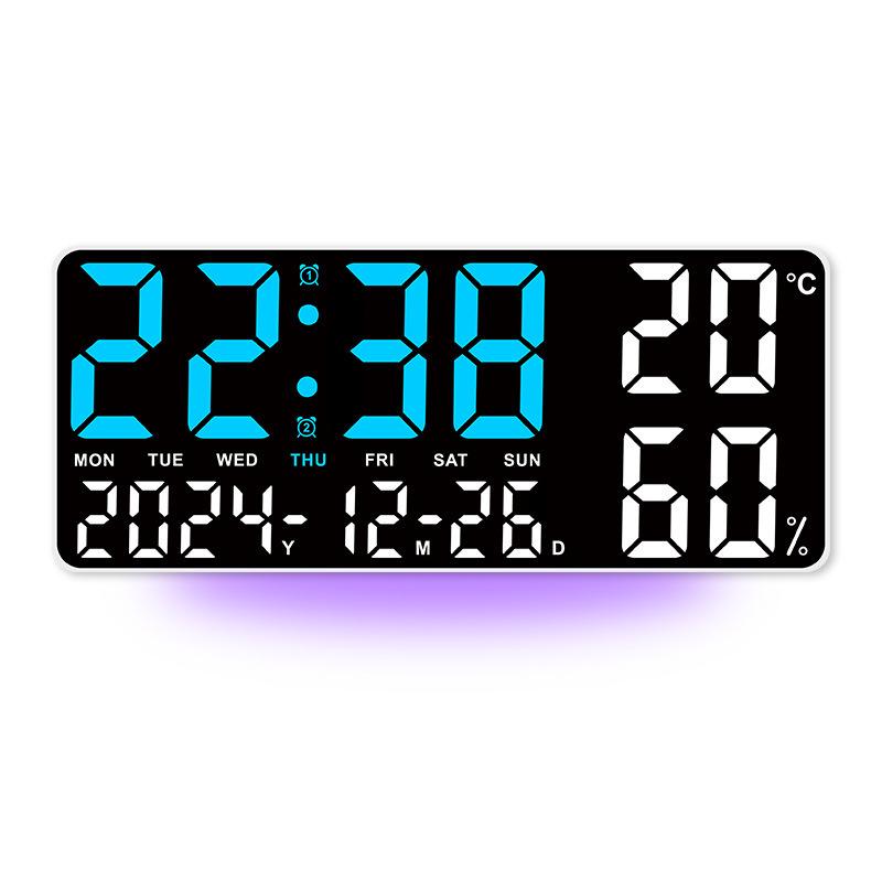 GH9002 Multi-functional Wall Clock: Large Font, Night Light, Temperature & Humidity Display, Multiple Alarms